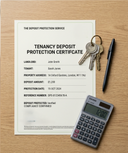 Deposit protection certificate for student housing in London – check your deposit is protected before signing